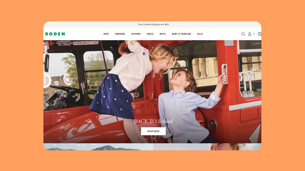 Screenshot of Boden fashion website