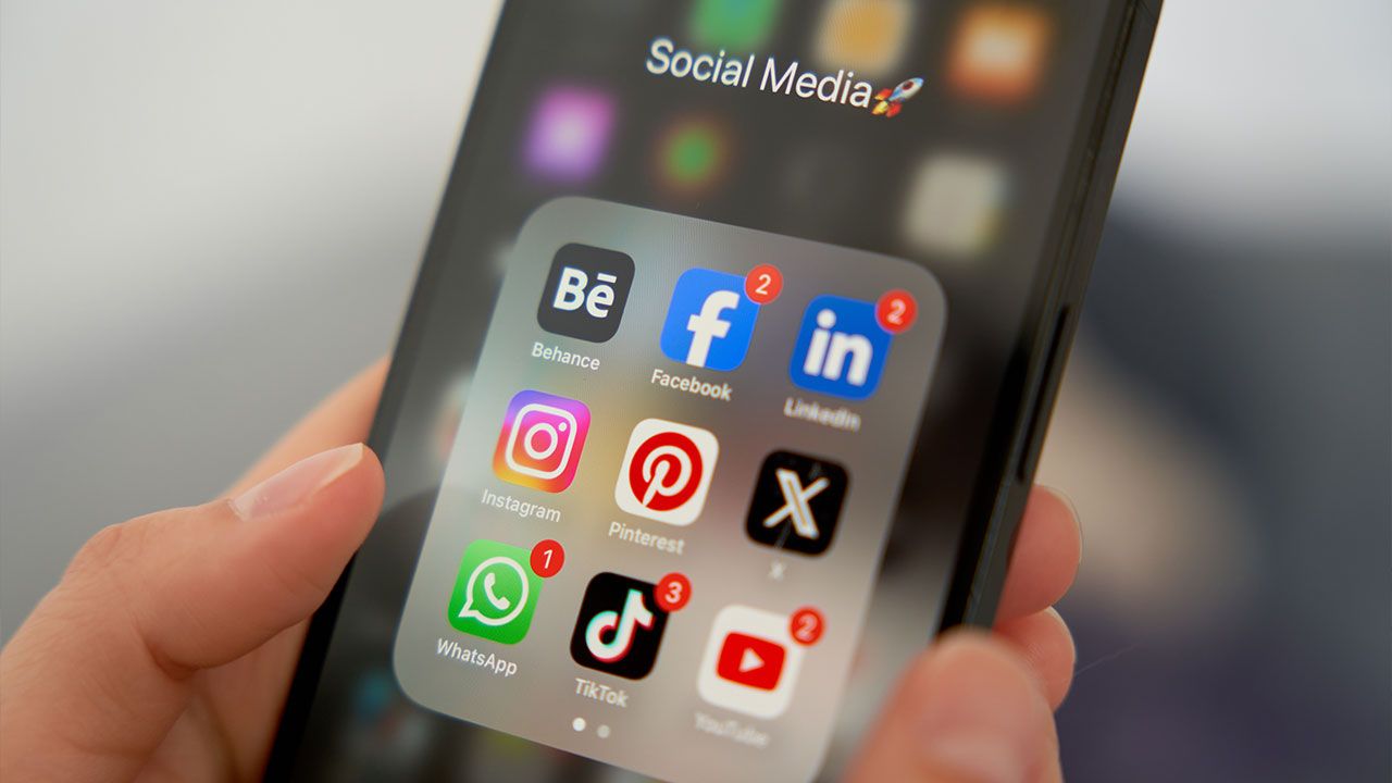 social media icons on phone