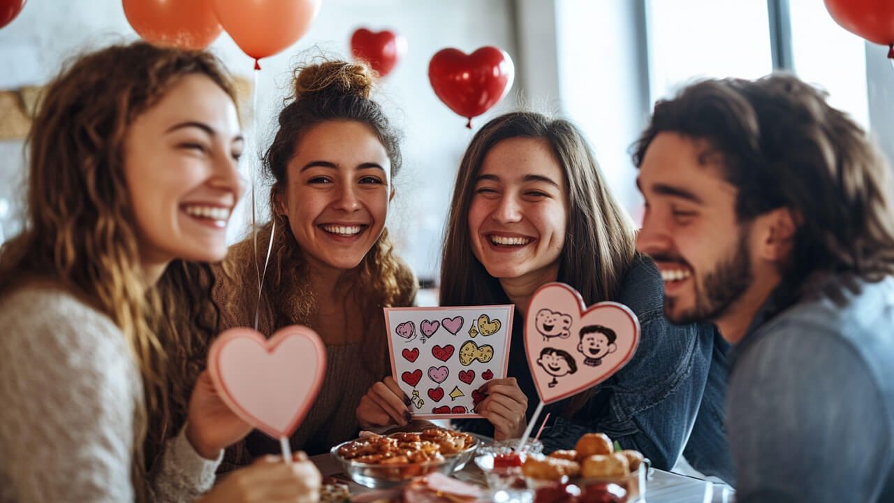 Group laughing at funny quotes