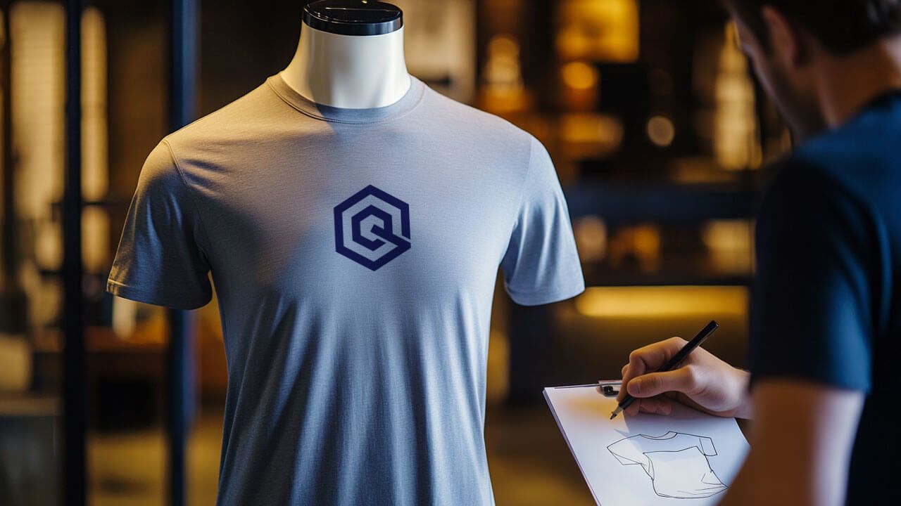 Front logo placement on t-shirt