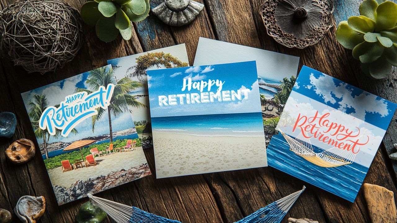 retirement cards with relaxing themes