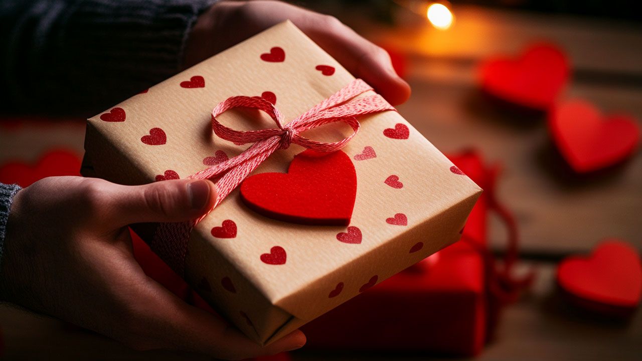 Man giving personalized gift