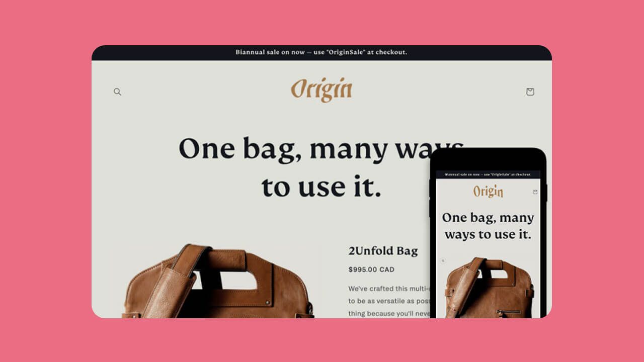 Screenshot of Shopify Origin theme