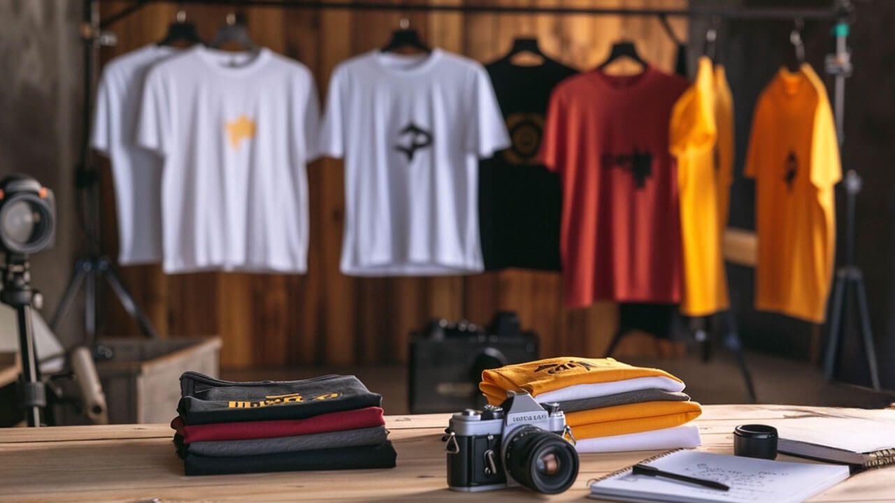 Diverse t-shirt marketing setup
