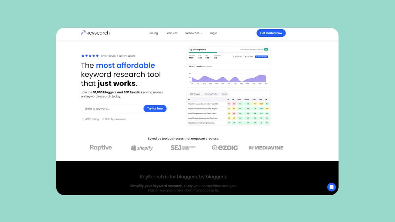 Keysearch homepage