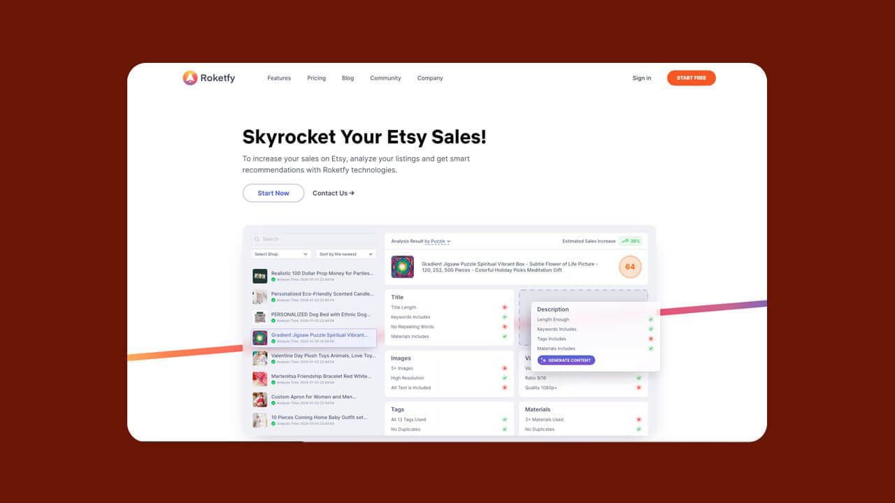 Roketfy homepage