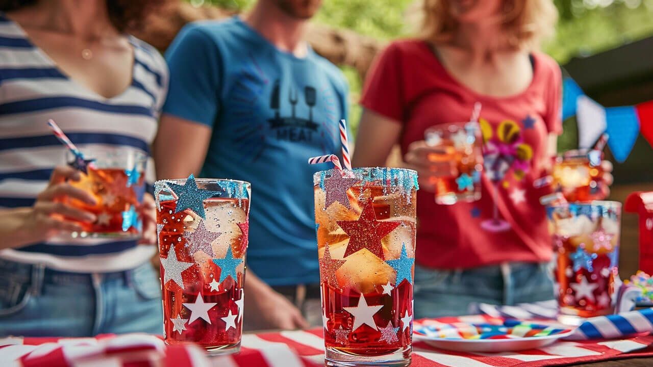 Enjoying themed drinks at party