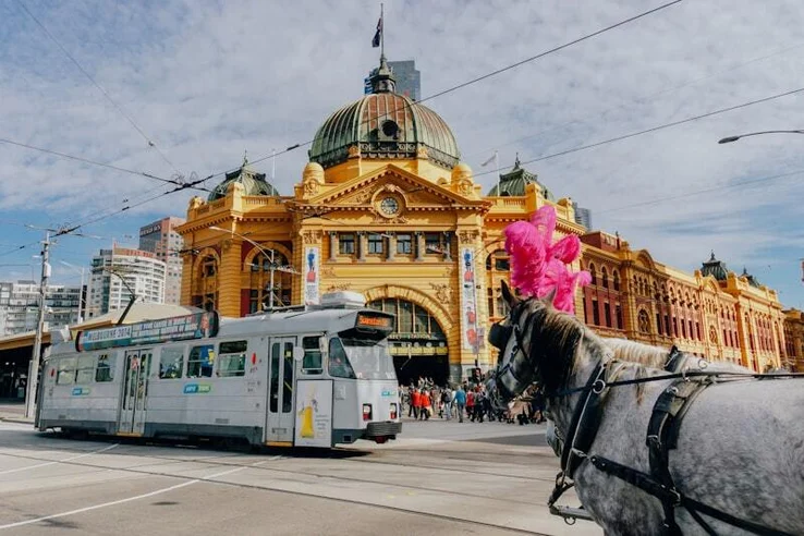 Melbourne Flinders Street Station at golden hour