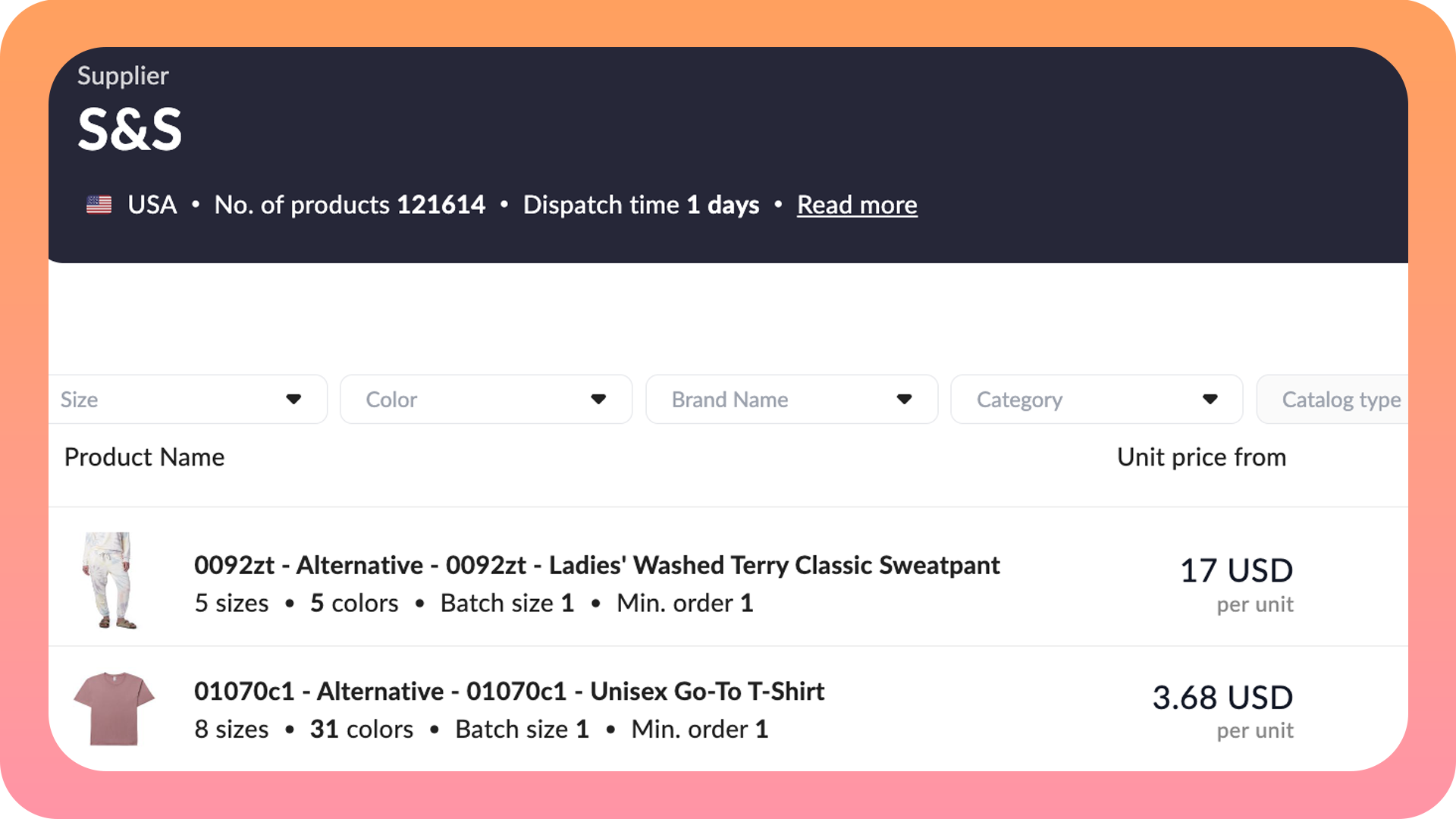 GelatoConnect Procurement Apparel S&S
