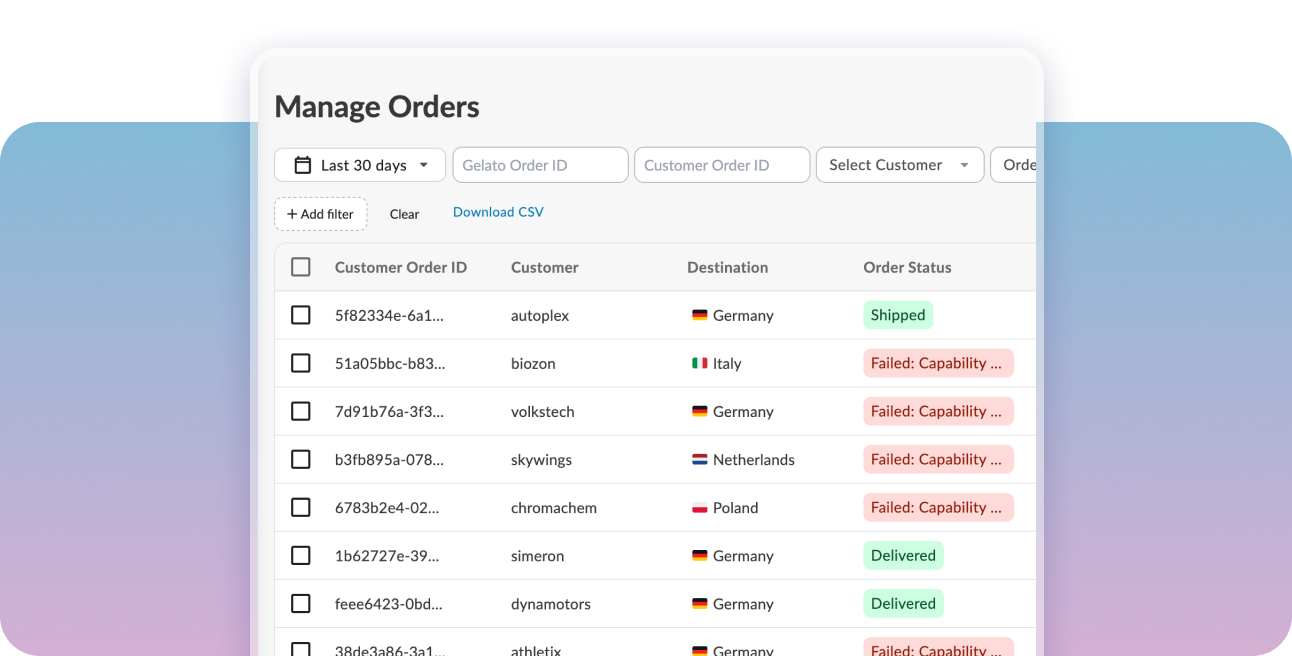 Manage Orders