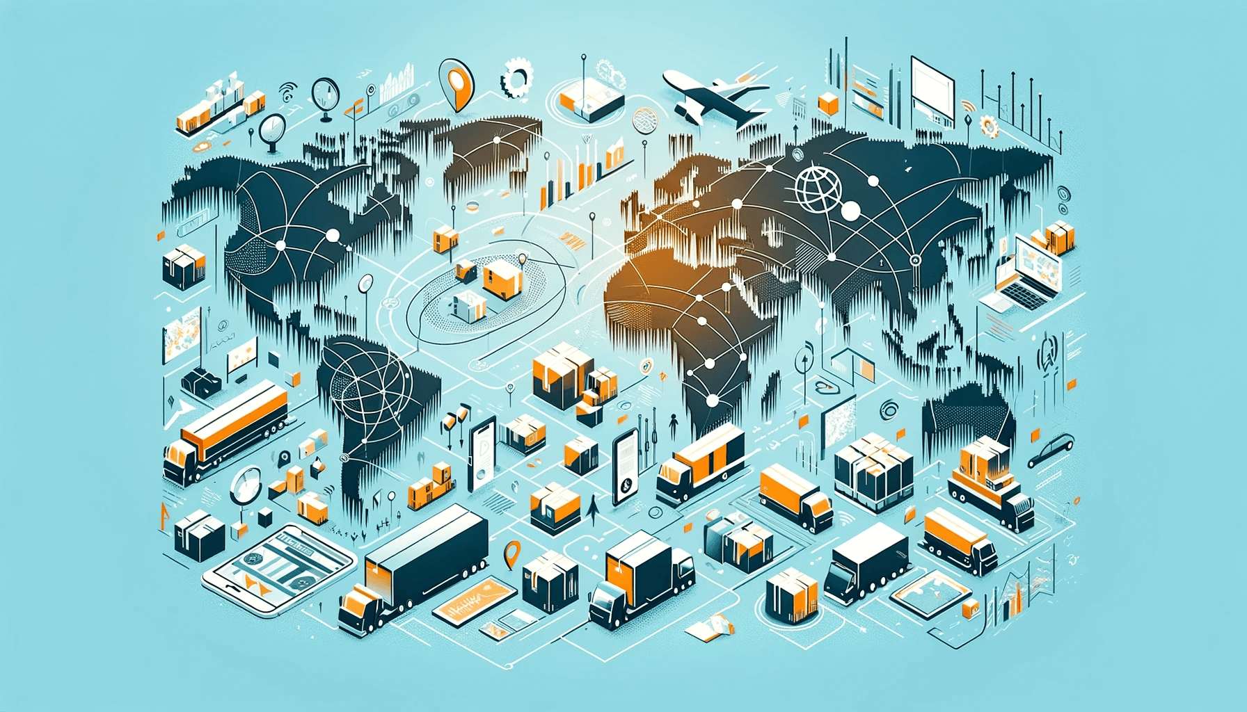 a bustling global shipping operation