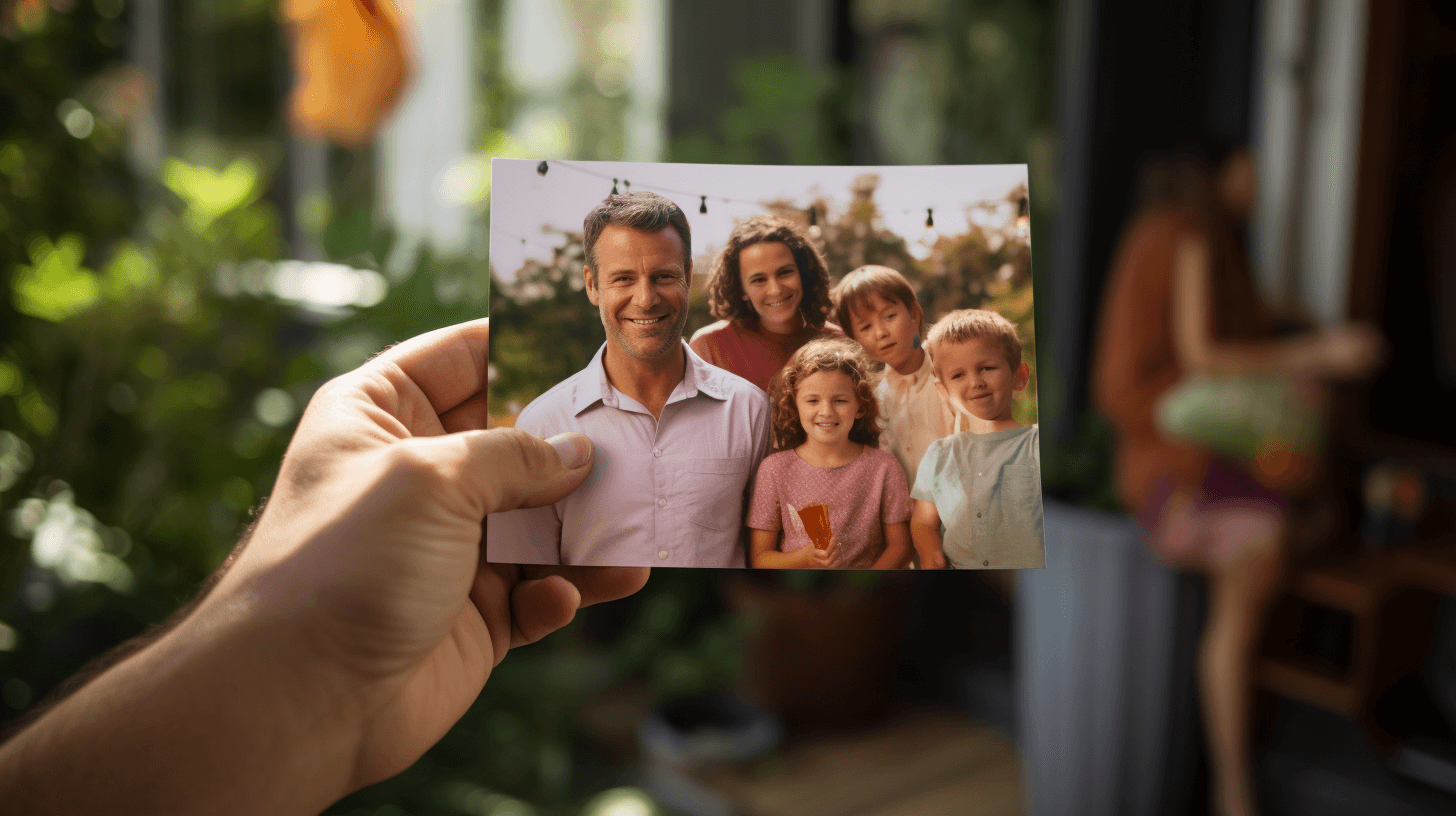 Dad admiring photo card
