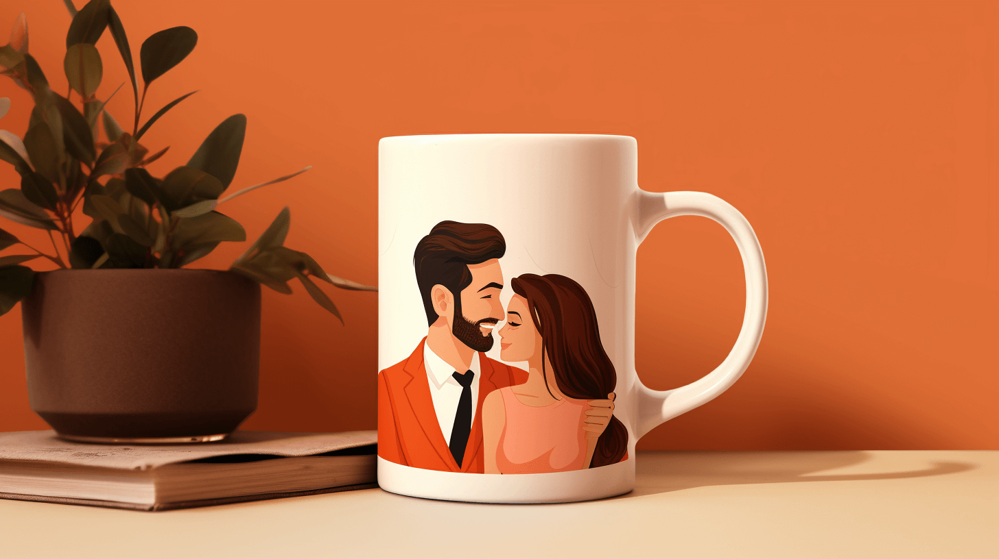 custom mugs with couple-themed designs