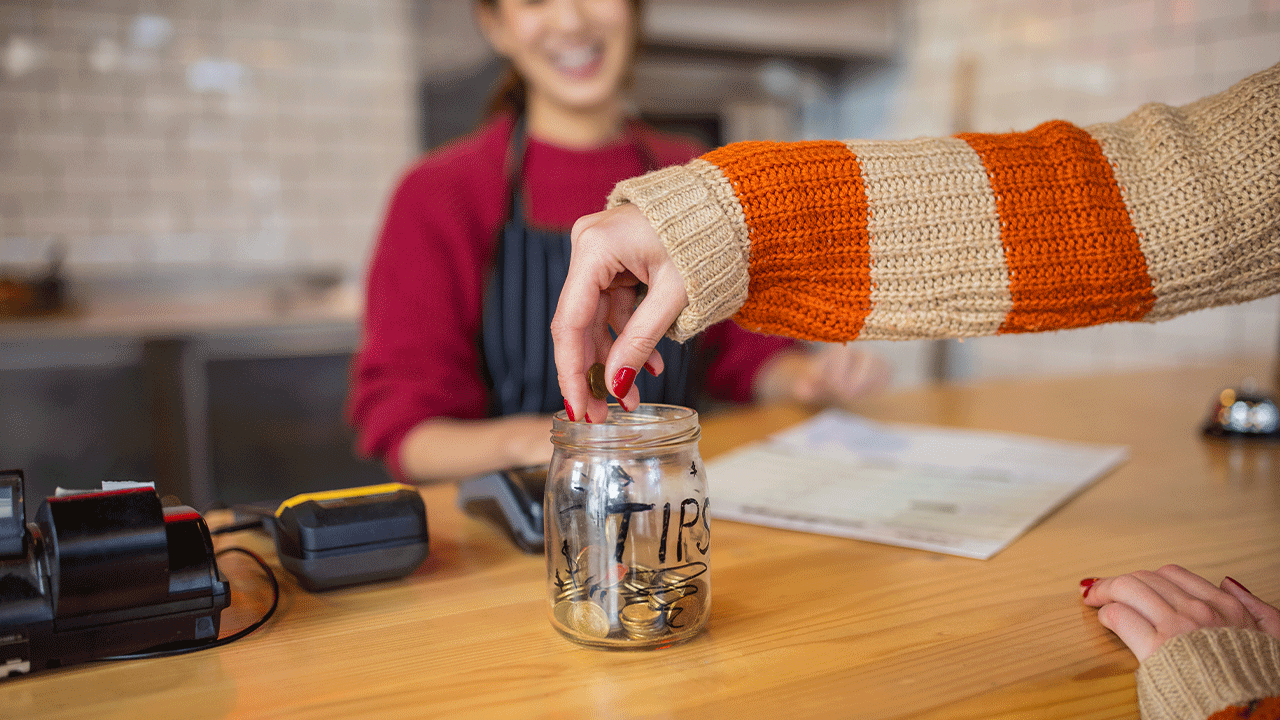 Tip jar gratitude gesture