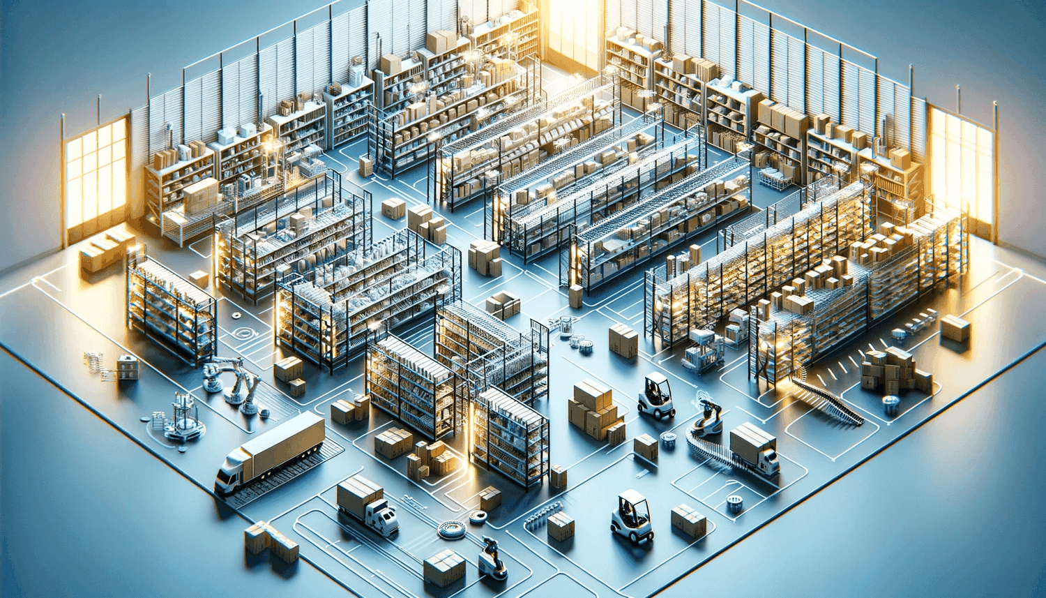 streamlined warehouse / infographic of the six must-haves for supply chain efficiency