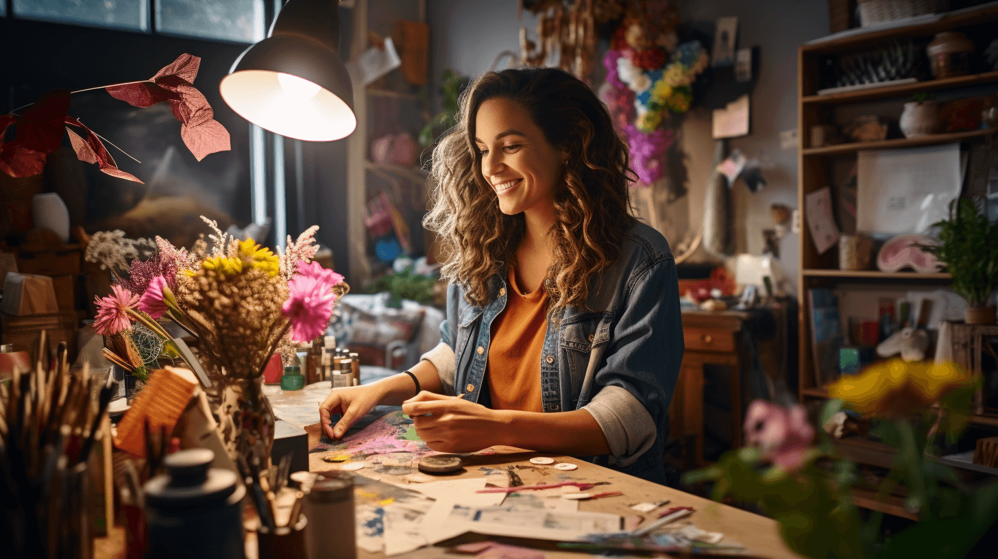 Mother with art supplies
