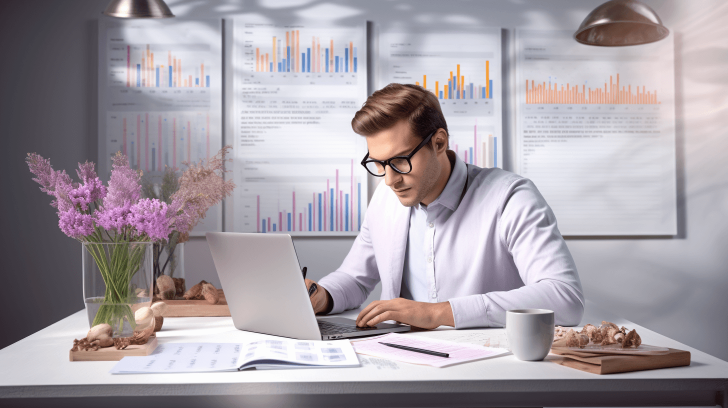 an ecommerce professional analyzing data and preparing for the next season of marketing