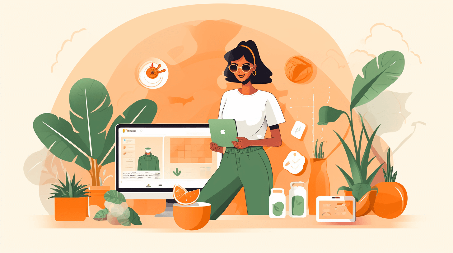 a consumer shopping online with products visible on the screen