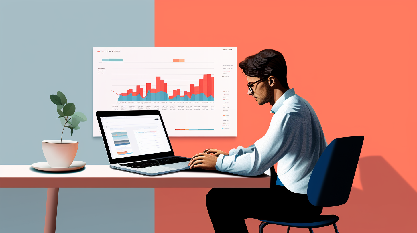 a person conducting market research on a computer