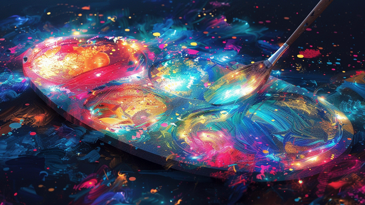 Artist's palette with digital colors