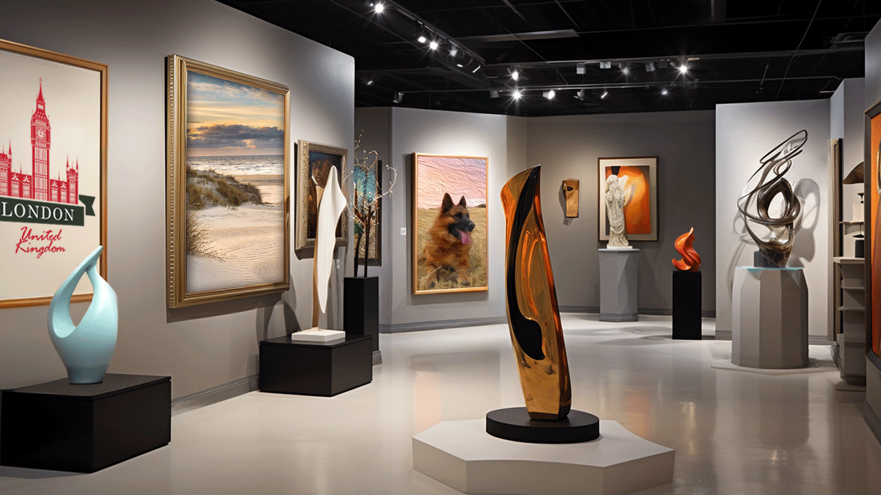 Diverse art gallery display