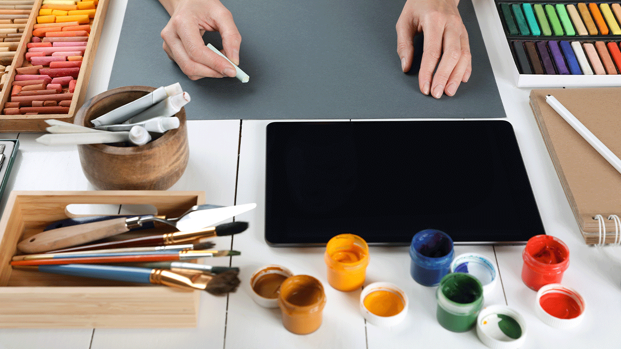 Artist's palette and tools
