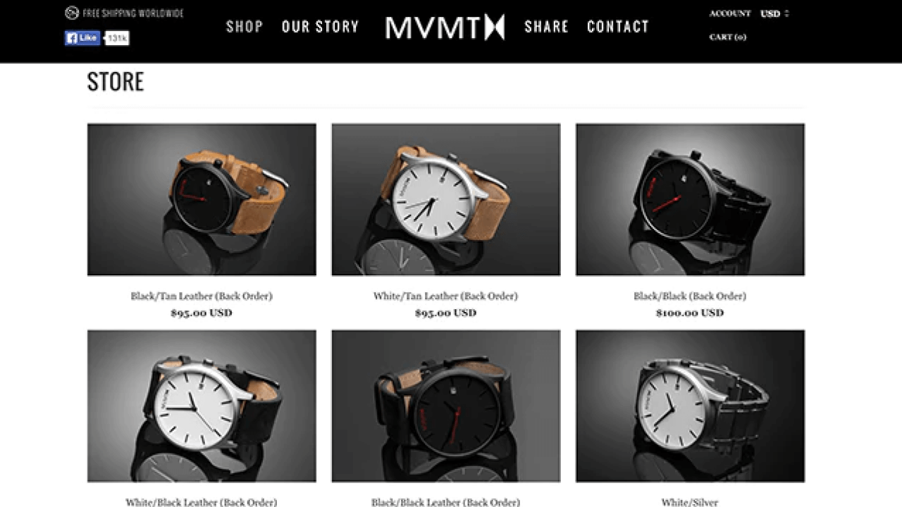 MVMT Watches website