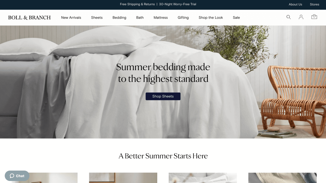Boll & Branch website