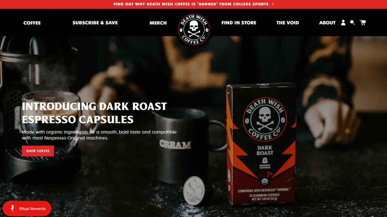 Death Wish Coffee website
