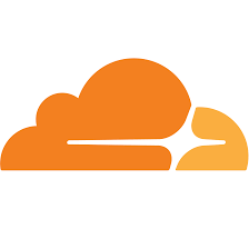 Orange cloud and sun icon, with a flat, minimalist design, symbolizing cloud technology or weather.