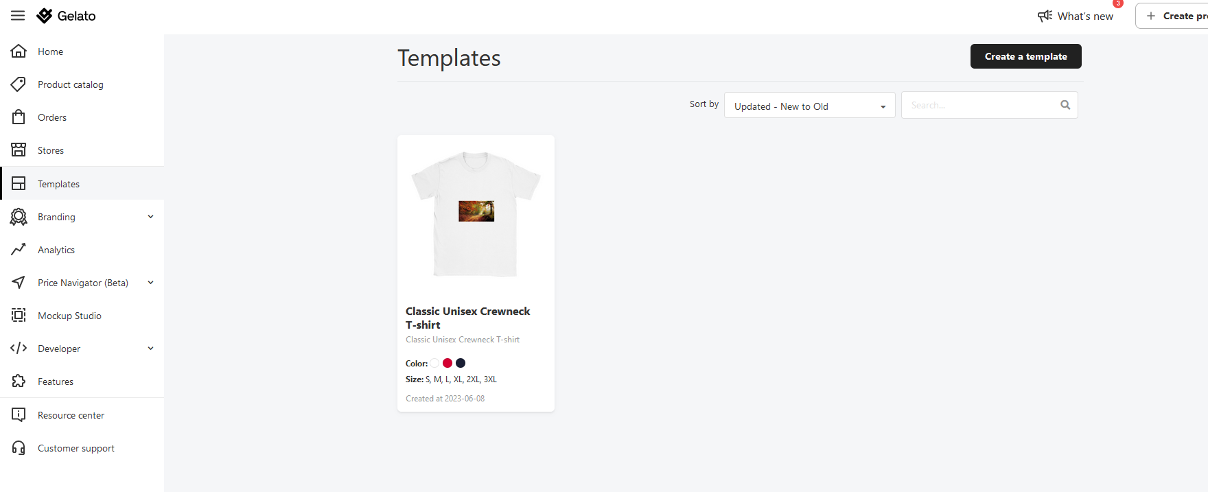 Templates page