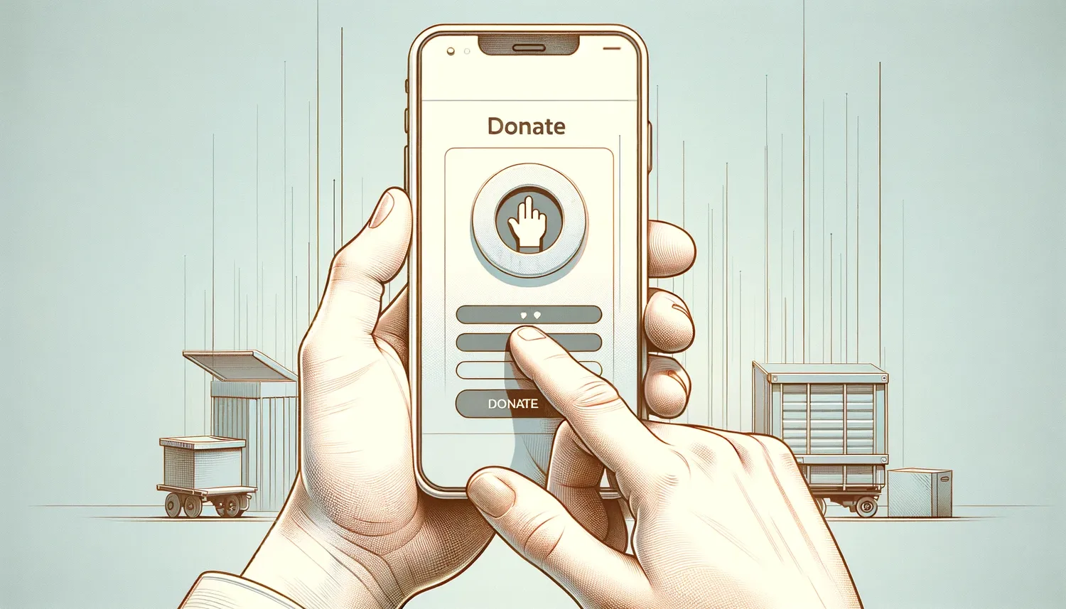 a person holding a smartphone showing a 'Donate' button